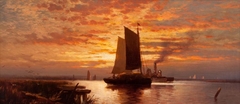 Day's End, New York Harbor by Edward Moran