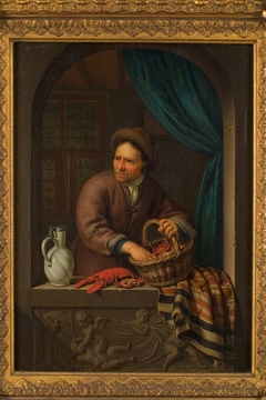 De kreeft- en krabbenverkoper by Frans van Mieris the Younger