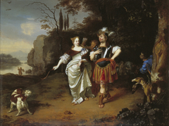 Dido en Aeneas op jacht by Ary de Vois