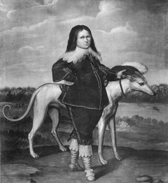 Dvärg och hund by Unknown Artist