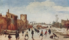 Eisbelustigung auf dem Stadtgraben by Esaias van de Velde