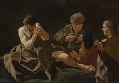 Eliphaz, Bildad and Zophar consoling Job by Giulia Lama