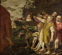 Elisha mocked by the little children by Roeloff van Zijl