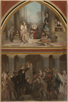 Esquisse pour l'église Saint-Séverin : L'Enfance de Saint François de Sales - Saint François de Sales prêchant les hérétiques du Chablais. by Victor Mottez