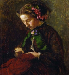 Euphemia 'Effie' Chalmers Gray, Mrs John Ruskin (1828-1898), later Lady Millais, with Foxgloves in her Hair (The Foxglove) by John Everett Millais