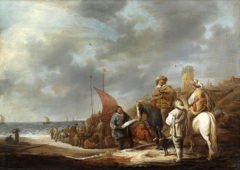 fish-selling an the shore by Benjamin Gerritsz Cuyp