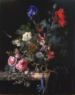 Flowers in a Silver Vase by Willem van Aelst