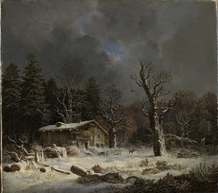 Forsthaus im Winterwald by Heinrich Bürkel