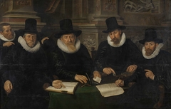 Four Regents and the ‘House Father’ of the Amsterdam Lepers’ Asylum by Werner van den Valckert