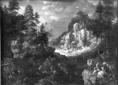 Gebirgslandschaft mit Tobias und dem Engel by Roelant Savery