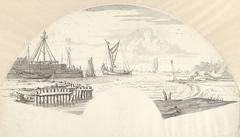 Gezicht op enkele kleine boten op het water by Pieter Idserts