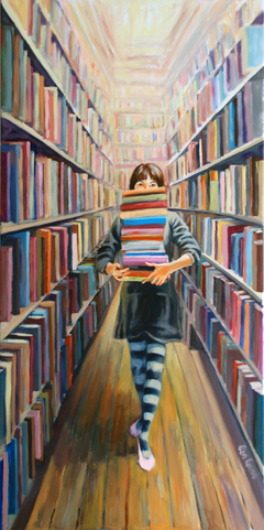 girl with books by Katarzyna Oronska