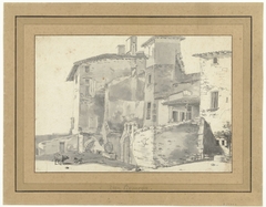 Groep Italiaanse huizen in Rome of omgeving by Willem Romeyn