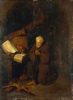 Hermit Before a Crucifix by Quirijn van Brekelenkam