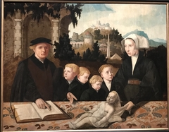 Hero or Ivo van Fritema and his family (with dead child) by Meester van de Barmhartige Samaritaan