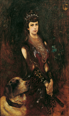 Kaiserin Elisabeth mit Bernhardinerhund by Anton Romako