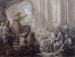 La prédication de saint Augustin devant Valère Esquisse pour le tableau du chœur de l'église de Notre-Dame-des-Victoires by Charles-André van Loo