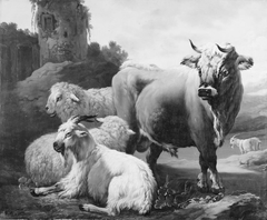 Landscape with a Bull, Sheep and Goats by Philipp Peter Roos