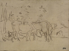 Landscape with Cows, Cowherd and Dog by Jean-François Millet