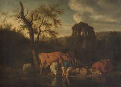 Landschaft mit Herde und Hirten by Adriaen van de Velde