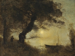 Le bateau au claire de lune by Jean-Baptiste-Camille Corot