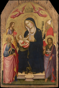 Madonna and Child with St John the Evangelist, St John the Baptist, St James of Compostela and St Nicholas of Bari by Agnolo Gaddi