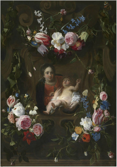 Madonna Surrounded by a Garland of Flowers by Cornelis Schut