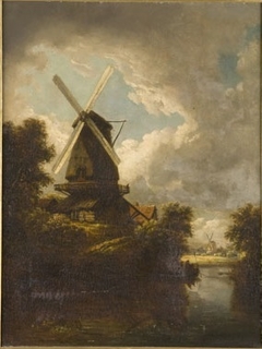 Molen op de hoge kant van een vaart by anonymous painter