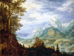 Mountain Landscape with a Castle by Roelant Savery