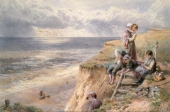 Myles Birket Foster - The Way Down The Cliff - ABDAG002370 by Myles Birket Foster