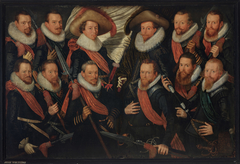 Officieren en vaandeldragers van de Jonge Schutterij by Zacharias Paulusz