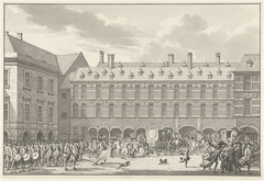 Ongeregeldheden als de Gedeputeerden van Dordrecht door de Stadhouderspoort rijden op het Binnenhof, 1786 by Jan Bulthuis