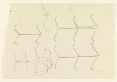 Ontwerpen voor een watermerk van een bankbiljet: ornament en vlinder by Leo Gestel