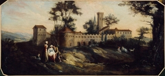 Paysage avec château fort. Dessus-de-porte (P790-1) by Anonymous