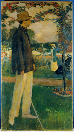 Portrait de Jean Cocteau (1889-1963), écrivain, dans le jardin d'Offranville by Jacques-Émile Blanche