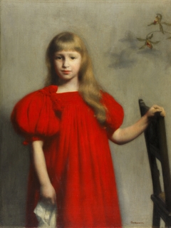 Portrait of a girl in a red dress (Józefa Oderfeldówna). by Józef Pankiewicz