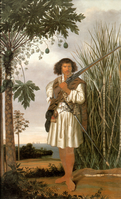 Portrait of a mulatto man with rifle and sword by Albert Eckhout