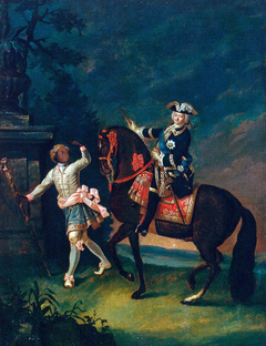 Portrait of Elizabeth Petrovna on Horseback Accompanied by a Negro Servant (copy) by Anonymous