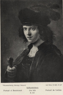 Portrait of Rembrandt with sword by Anonymous