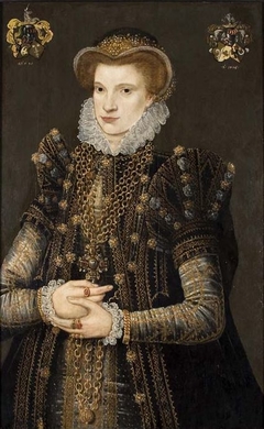 Portret van Teth Douma van Oenema, vrouw van Suts van Botnia by Meester van de Portretten van de Bannelingen