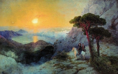 Pushkin at Ai-Petri peak during sunrise by Ivan Ayvazovsky