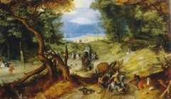 Reizigers door soldaten overvallen by Jan Brueghel the Elder