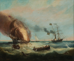 Rescue of passengers of the Ocean Monarch by the Brazilian Frigate Alfonzo by Samuel Walters