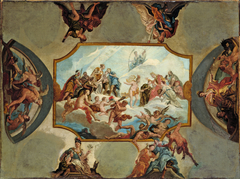 Reverence to Elector Johann Wilhelm von der Pfalz – Design for a Ceiling Painting for Bensberg Castl... by Antonio Bellucci