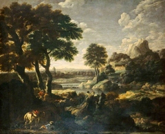 River Landscape with a Hunt by Gaspard Dughet