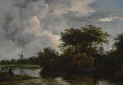 River Landscape with an Angler by Jacob van Ruisdael