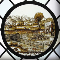 Roundel with Netting Quail by After a design by Augustin Hirschvogel