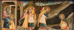 Scenes from Tobias (Tobias takes farewell from his father; Wanderings of Tobias and Archangel Raphael; Tobias taking the fish's heart, lever and gall) by Bicci di Lorenzo