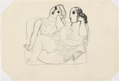 Schets voor 'L'art Hollandais contemporain' van Paul Fierens (baadsters) by Leo Gestel