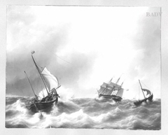 Segelschiffe im Sturm by Petrus Johannes Schotel